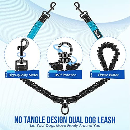 Lukovee Double Dog Leash, Reflective Heavy Duty Lead, No Tangle - Image 4