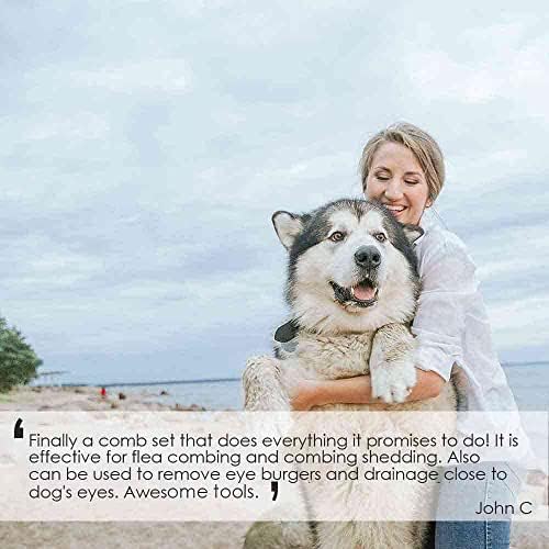 6 Pack Dog Grooming Comb, Pet Flea Lice Stainless Steel Cat Combs with Rounded Teeth, 2-in-1 Double Sided Professional Dogs Tear Stain Remover, Dematting Tool for Small, Medium & Large Pets - Image 7