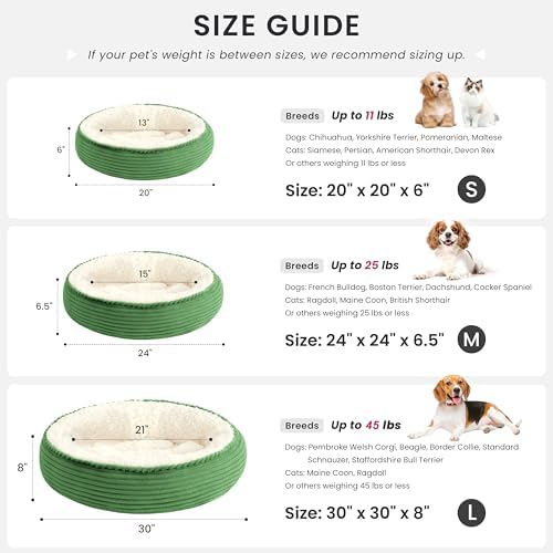 Love's cabin Round Donut Cat and Dog Cushion Bed, 24in Pet Bed for Small or Medium Dogs, Anti-Slip & Water-Resistant Bottom, Soft Durable Fabric Pet Beds, Washable Calming Cat Bed Light Green - Image 4