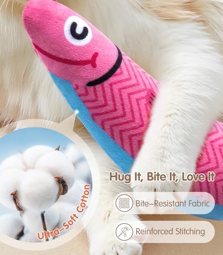 PetBusy Cat Toys with[5000mg A+Natural Catnip &Silvervine] [Baby Grade] Interactive Soft Chew Kicker Cat Toys for Indoor Cats & Kittens, [Crinkle &Bell] Fish Sound Toy, Drives Bored Cat Crazy with Fun - Image 5