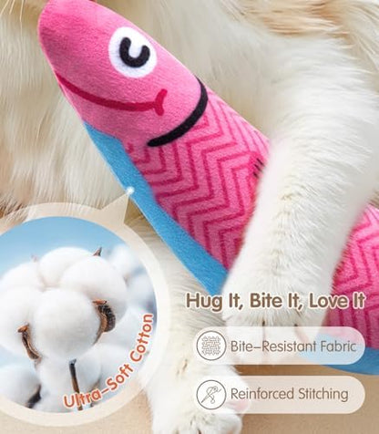 PetBusy Cat Toys with[5000mg A+Natural Catnip &Silvervine] [Baby Grade] Interactive Soft Chew Kicker Cat Toys for Indoor Cats & Kittens, [Crinkle &Bell] Fish Sound Toy, Drives Bored Cat Crazy with Fun - Image 5