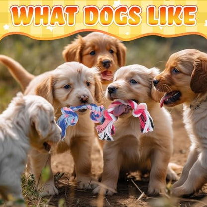 Hiboom 24 Pcs Dog Rope Toys Bulk Multi Color Puppy Chew Rope Cotton Teething Toys 2 Knot Tug for Aggressive Chewers Small and Medium Dogs Puppies - Image 6