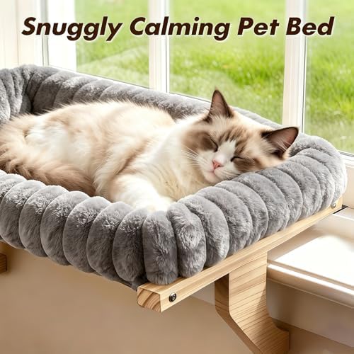 Zoratoo Cloud-Cuddle Cat Perch for Window Sill with Zipper Cushion, M Gray - Image 5