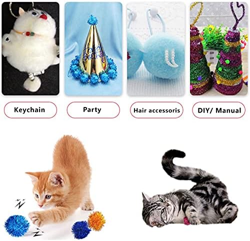 VOVIGGOL 20 Pack 2 Inches Sparkle Balls for Cats, Large Size, Glitter Pom Poms Fuzzy Balls for Cats, Kitten Indoor Assorted Color Random - Image 6