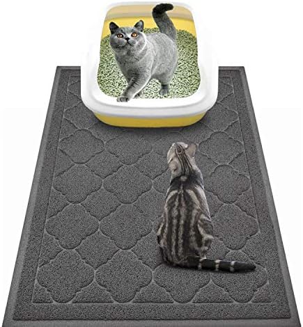 WePet Cat Litter Box Mat, Kitty Premium PVC Pad, Durable Trapping Rug, Phthalate Free, Urine-Resistant, Scatter Control, L 35 x 23 Inch, Black by WePet