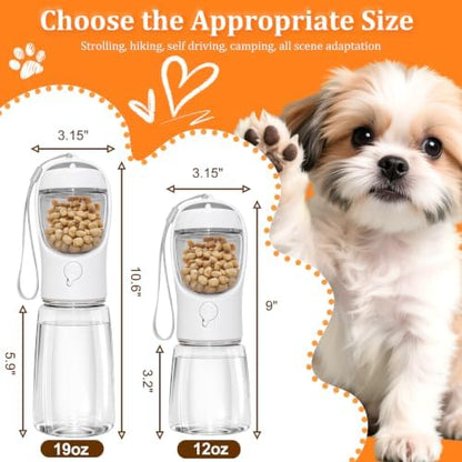 Portable Dog Water Bottle with Food Container, White, 12oz - Image 4