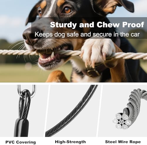 Dog Seat Belt for Car,2 Pcs Chew Proof Dog Car Seat Belt,Dog Seatbelt Harness with Elastic Bungee Buffer,Supports All Cars,Car Harness for Dogs Safety Seat Belt,Car Seatbelt for Large Dogs Chewer - Image 2