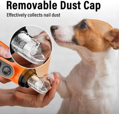 Casfuy Smart 6-Speed Dog Nail Grinder - 50% More Power Pet Nail Grinder with 2 LED Lights Quiet Rechargeable Electric Dog Nail Trimmers File Toenail Grinder for Large Medium Small Dogs & Cats(Orange) - Image 6
