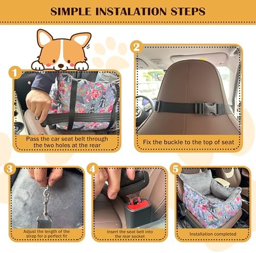 Dog Car Seats for Small Medium Sized Dogs Carseat for Car Funny Fuzzy Pet Dog Booster Car Seat Puppy Under 31 Lbs with Soft Plush Cushion&Washable Removable Cover - Image 5