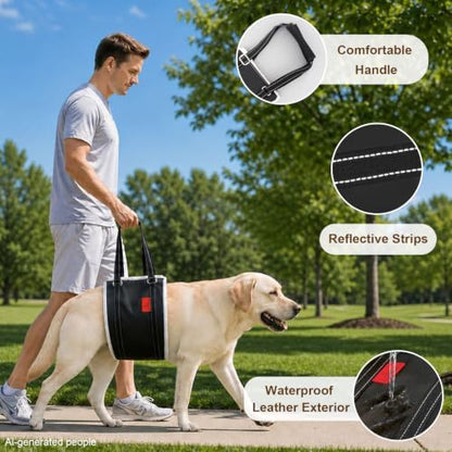 Leather Dog Lift Harness,Sling for Large Dogs Hind Leg Support,Support Harness for Back Legs,Dog Rear Lift Harness Assist for Senior,Injured,Post ACL,TPLO Surgery Recovery Essentials,Mobility aids L - Image 3