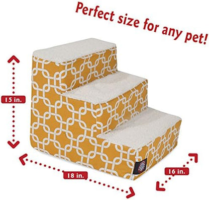 Majestic Pet 3 Step Portable Dog Stairs for Small Dogs to get on Bed Supports 25 lbs or Less – Dog Steps for High Bed with Machine Washable Cover – Pet Stairs for Cats Links Yellow - Image 2