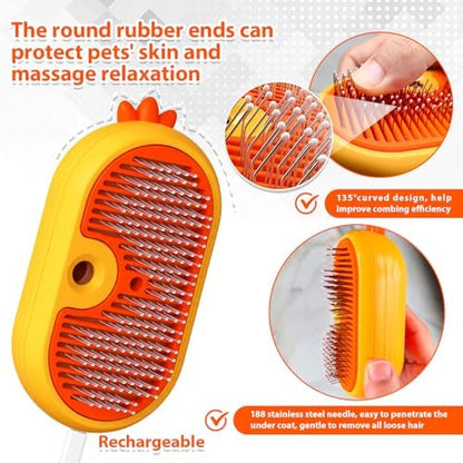 Cat Steam Brush with Release Button, 3 in 1 Pet Spray Water Comb - Image 4