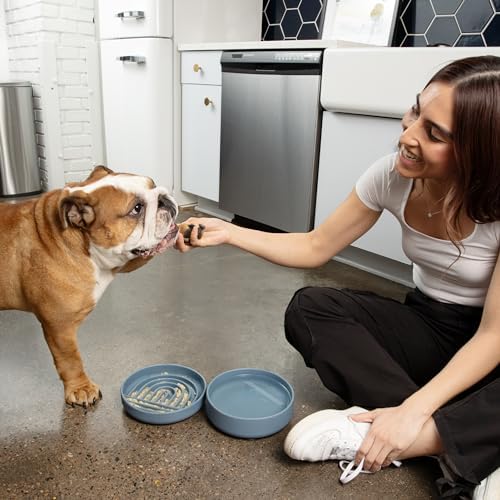 Slow Feeder Dog Bowl - Silicone Dog Bowl, Medium, 7.5" x 1.5" - Tan - Image 2
