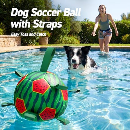 QDAN Dog Water Pool Toys: Dog Soccer Ball with Straps, Waterproof Dog Balls Swimming Beach Balls for Summer Outdoor Games (6 Inch) - Image 2