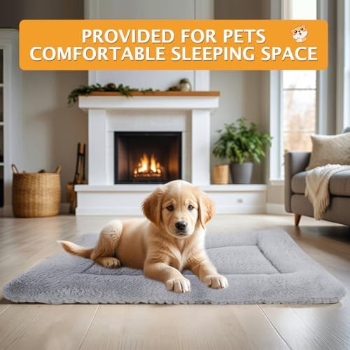 Reversible Dog Bed Mat with Plush and Corn Velvet,Soft Warm Pet Cushion, Dual Purpose Washable Sleeping Mattress Bed for Small Medium Large Dog and Cat XB004 (30"x20", Solid Grey) - Image 6