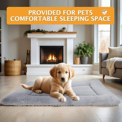 Reversible Dog Bed Mat with Plush and Corn Velvet,Soft Warm Pet Cushion, Dual Purpose Washable Sleeping Mattress Bed for Small Medium Large Dog and Cat XB004 (30"x20", Solid Grey) - Image 6