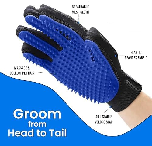 Blue Pet Hair Remover Gloves - 1 Pair, Pet Grooming Gloves | Cat Hair Remover | Gentle Deshedding Brushes for Dogs, Cats & Horses | Dog Washing Gloves - Image 5