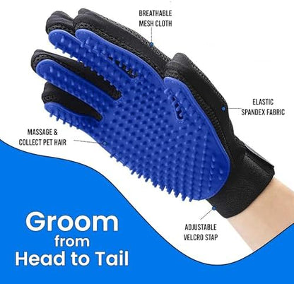 Blue Pet Hair Remover Gloves - 1 Pair, Pet Grooming Gloves | Cat Hair Remover | Gentle Deshedding Brushes for Dogs, Cats & Horses | Dog Washing Gloves - Image 5