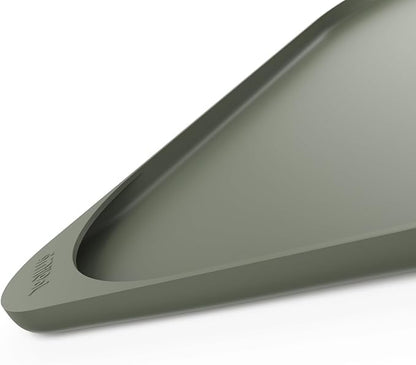Silicone Pet Food Mat with Raised Edge for Food and Water Bowl, Dog Feeding Mats, Cat Food Trays for Floor Waterproof, Rubber Tray for Dogs and Cats, 22 x 14 x 0.8 Light Olive Green