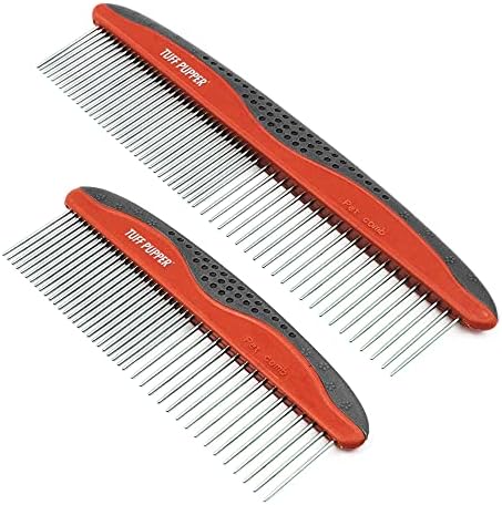 Tuff Pupper Dog Grooming Comb Set | Easily & Safely Remove Matted Knotted Hair | Ergonomic Pet Detangling Combs | No-Slip Safety Handle | Rounded Tips Prevent Scratching | For Poodles & Curly Hair by TuffPupper