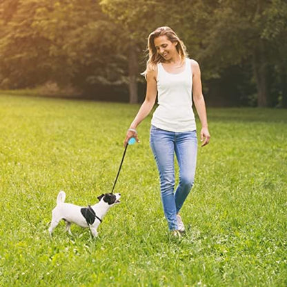 Retractable Dog Leash for Small and Medium Dogs up to 22lbs with 9.8ft Strong Nylon Tape, Hands Free, Portable and Lightweight Leash with Wrist Strap, One-Hand Brake, Tangle Free (Blue) - Image 6