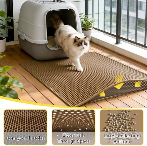Cat Litter Mat, 30"x24", Waterproof, Easy to Clean (Brown-1Pack) - Image 2