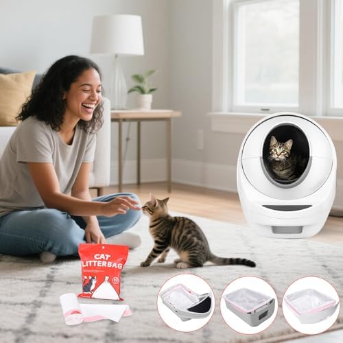 80 Count Thicken Cat Litter Box Liners Compatible With Automatic Cat Litter Box and Litter Box Robot 4 and 3,Heavy Duty Drawstring Kitten Litter Drawer Liners Disposable 25" x 16" - Image 7
