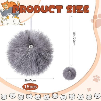 Simgoing Natural Rabbit Fur Cat Tree Ball Replacement Parts, Gray - Image 2