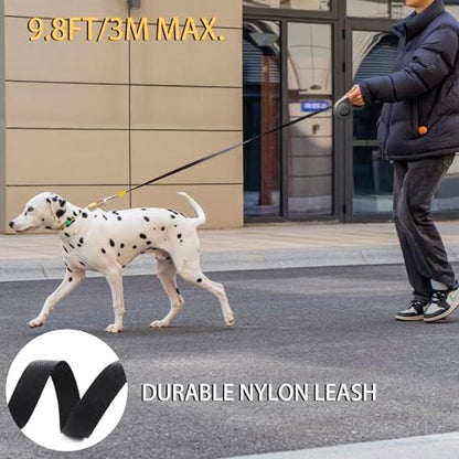 JSXD 360° Tangle-Free Retractable Dog Leash with One-Handed Brake, Pause, Lock, 10 ft Strong Nylon Tape Pet Walking Leash,Suitable for Cats, Small and Medium Dogs up to 66 lbs (Black, 10 ft) - Image 4