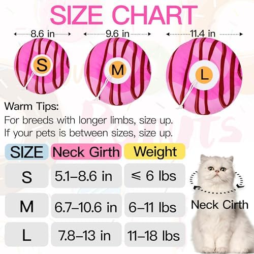 Cat Cone Collar Soft, Cute Cat Donut Collar After Surgery, Adjustable Kitten Recovery Cones to Stop Licking, Lightweight Neck Elizabethan Collars for Cats Kittens (Chocolate Pink, Small) - Image 2