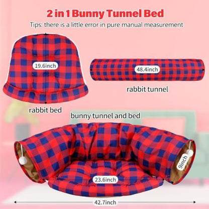 BWOGUE Bunny Tunnel Bed, 2-in-1 Collapsible Rabbit Tunnel Hideout with Mat - Image 2