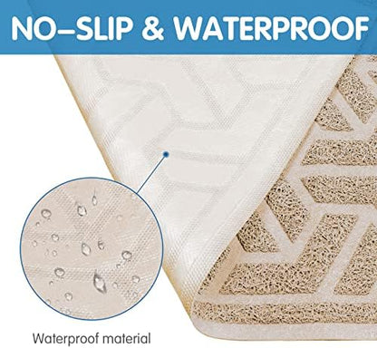 UPSKY Waterproof Cat Litter Mat Large 35" x 24" Soft on Kitty Paws, Beige - Image 5