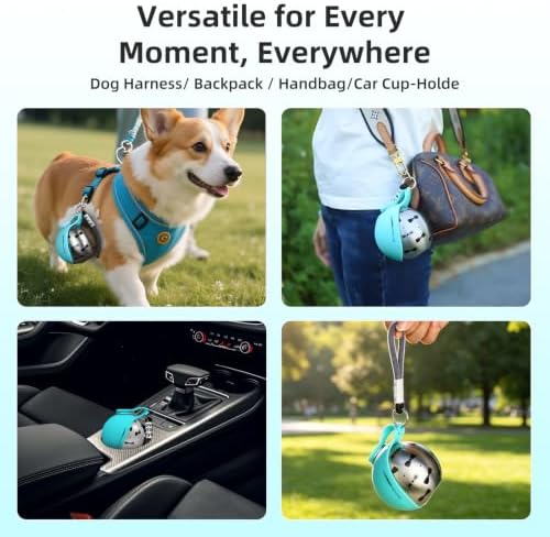 2-in-1 Portable Dog Water Bottle for Small Dogs - Leak-Proof & Compact Dog Travel Water Bottle -Stainless Steel Bottle & Silicone Bowl - Ideal for Walking, Hiking & Travels(10 fl oz, Blue) - Image 3