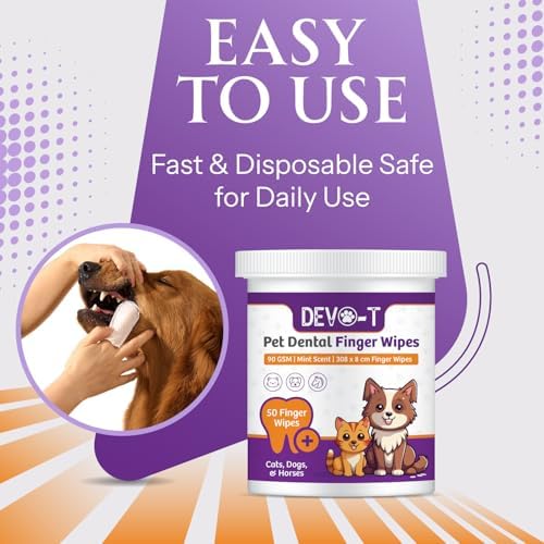 DEVO-T 100% Natural Dog Teeth Cleaning Wipes Mint Scented | 50 Count | Pet Teeth Cleaning Finger Wipes for Dogs, Cats & Horses | Remove Bad Breath, Plaque & Tartar Buildup | Dog Dental Wipes Finger - Image 4