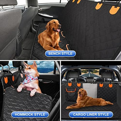 Dog Car Seat Cover for Back Seat 600D Scratchproof Nonslip Durable Waterproof Cars Pet Backseat Covers with Mesh Window Dogs Hammock for Car，SUV, Truck (54" W x 58" L) - Image 5