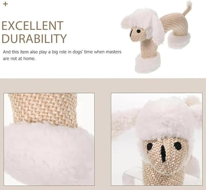 Linen Animal Shape Cotton Rope Dog Chew Toy, Squeaky, Sturdy Linen Fabric (Sheep)