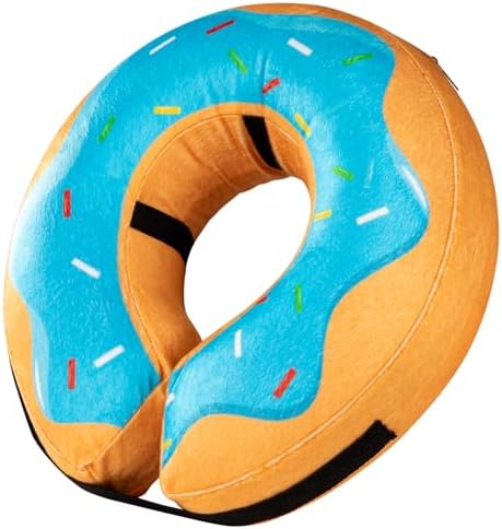 Grand Line Donut Inflatable Collar for Dogs and Cats, Soft Recovery Dog Cone After Surgery, Protective Pet Neck Cone for Small, Medium, Large Dogs, Not Block Vision (Blue, L) by GrandLine