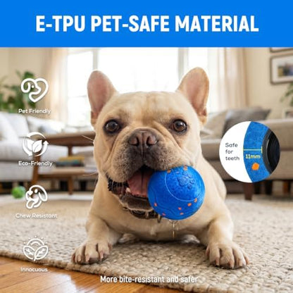 Interactive Dog Ball Toys - Automatic Moving, Bouncing Chew Toys, Wicked Balls with 3 Modes, E-TPU Vibrating Dog Ball for Small/Medium/Large Dogs, Birthday Gifts for Dogs(Blue) - Image 2