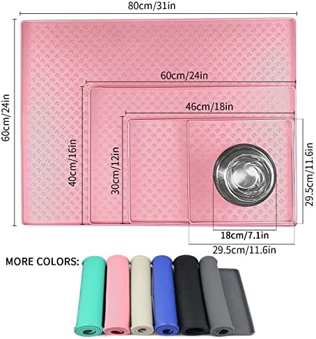 Ptlom Silicone Pet Placemat for Dog and Cat, Waterproof Anti-Slip Pet Feeding Bowl Mats for Food and Water, Small Medium Large Tray Mat Prevent Residues from Spilling to Floor, Pink, 31.5" 23.6" - Image 2