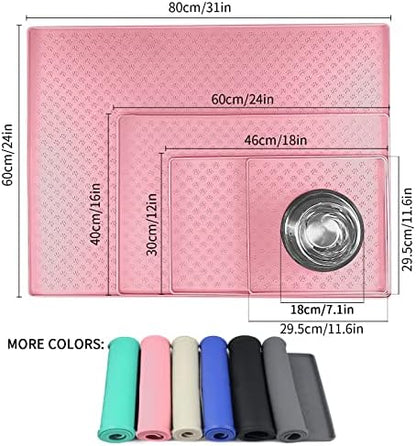2 Pack Pet Placemat for Dog and Cat, Waterproof Non-Slip Silicone Feeding Bowl Mat Prevent Food and Water Overflow, Puppy Dish Feeder Fountain Trays Suitable for Medium and Small Pets, Pink - Image 2