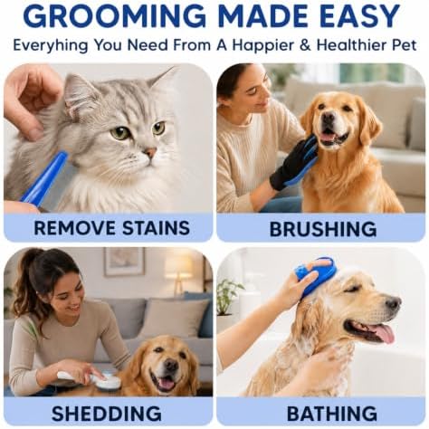 NVNAN 5-Piece Dog Grooming Brush Set with Grooming Gloves - Image 4