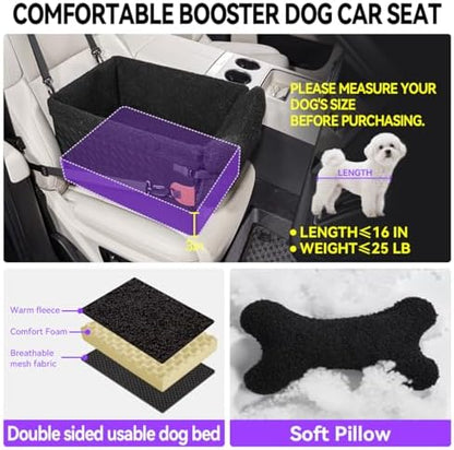 TKYZ Dog Car Seats for Small Medium Dogs,PU Leather Car Seat Boosters,Foldable Puppy Cat Carseats (Black, Small Dog) - Image 3