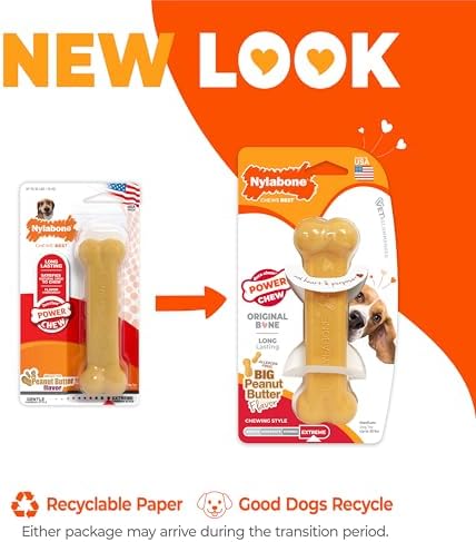 Nylabone Power Chew Classic Bone Chew Toy for Dogs, Durable Dog Toys for Aggressive Chewers, Peanut Butter Flavor, Medium/Wolf - Up to 35 lbs. (1 Count) - Image 4