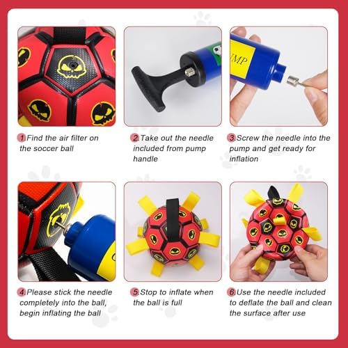 Interactive Dog Toy Balls with 4 Layers, World Cup Dog Soccer Ball with Straps, Durable Dog Balls with Skull Pattern, Waterproof Advanced Football Pets, Indoor & Outdoor Use(6 Inch) - Image 5