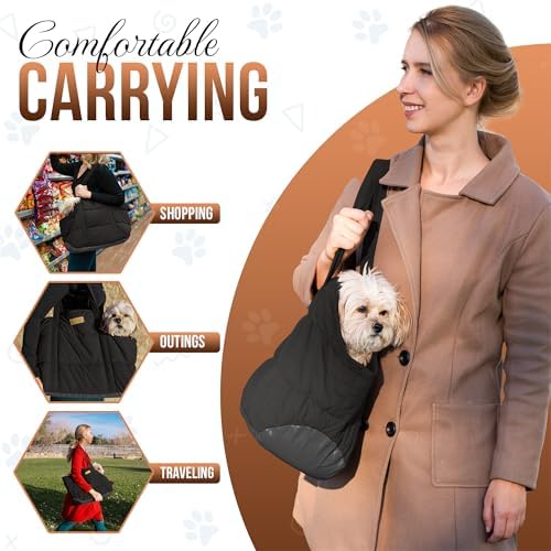 Plush Dog Purse Carrier for Small Dogs, Soft Tote Bag with Safety Harness Clip, Cozy Pet Carrier for Dogs Under 15 lbs, Comfortable Shoulder Carrier for Travel, Black 2.0 - Image 2
