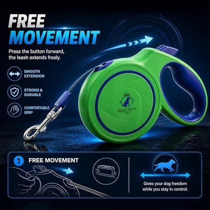 Retractable Dog Leash 16 FT (5M) – Heavy Duty Tangle-Free Dog Leash with One-Touch Brake & Lock, Reflective Nylon Tape, Ergonomic Non-Slip Handle for Small, Medium & Large Dogs up to 50 KG - Image 6