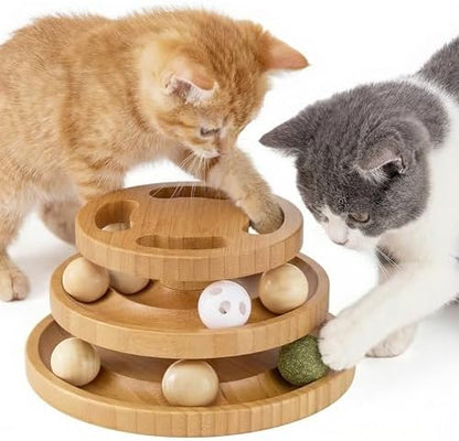 ZOMISIA Cat Ball Track Toy with Puzzle Top, Wooden Cat Toys for Indoor Cats by Zomisia