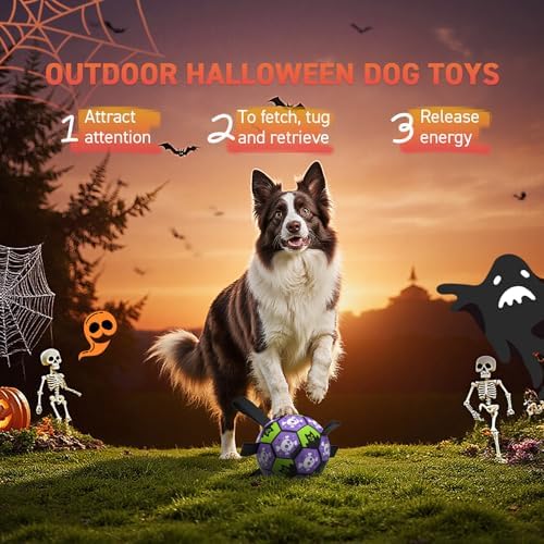 QDAN Halloween Dog Toys Balls with Straps, 8 Inch Large Dog Herding Balls - Image 5