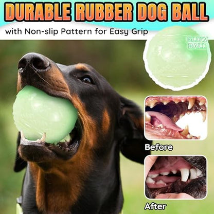 LECHONG 4-Pack 3.5” Glow Squeaky Dog Balls,Bouncy Glow in The Dark Dog Ball with Squeaker, Durable Dog Rubber Ball Toys Glowing Fetch Balls for Medium Large Dogs Nighttime Playing Indoors & Outdoors - Image 5