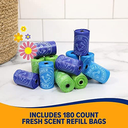 Arm & Hammer Easy-Tear Disposable Dog And Cat Waste Bags With Activated Baking Soda, 180 Dog Poop Bags, 9 x 14 Inches, (Pack of 2) - Image 2